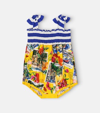 Baby Portofino printed cotton poplin playsuit | Dolce&Gabbana Kids