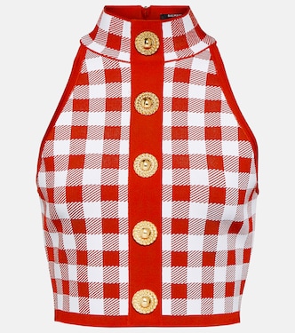 Checked crop top | Balmain