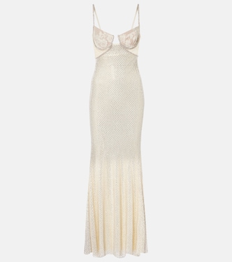 Bridal embellished mesh-trimmed gown | Self-Portrait