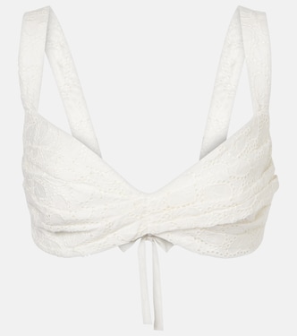 Crush Embroidered linen bra top | Zimmermann