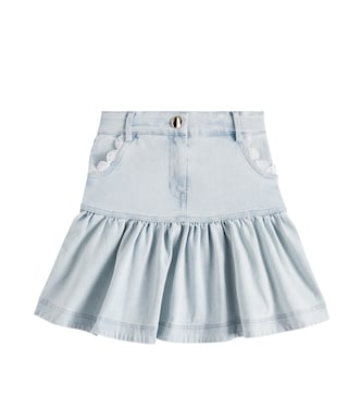 Lace-trimmed denim skirt | Petite Amalie  