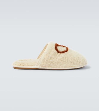VLogo shearling slippers | Valentino Garavani