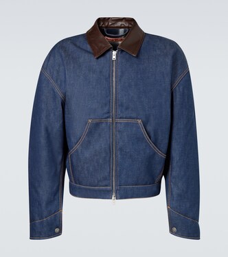 Leather-trimmed denim jacket | Acne Studios