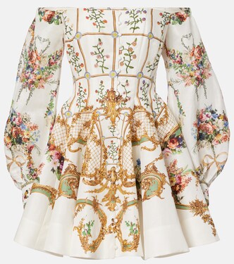 Robe bustier en lin et soie à fleurs | Camilla