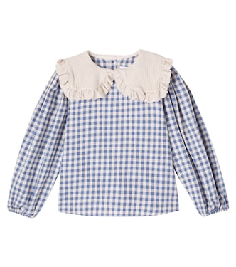 Belen gingham cotton flannel blouse | Cozmo