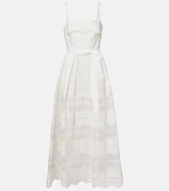 Belted organza-trimmed cotton maxi dress | Elie Saab