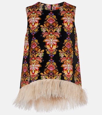 La Scala feather-trimmed cotton top | La DoubleJ