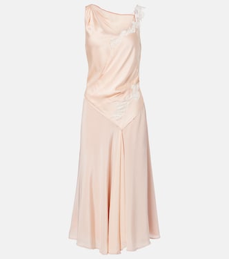 Lace-trimmed crêpe satin midi dress | Victoria Beckham