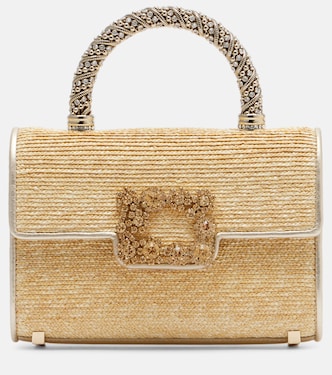 Jewel Efflorescence Mini straw tote bag | Roger Vivier
