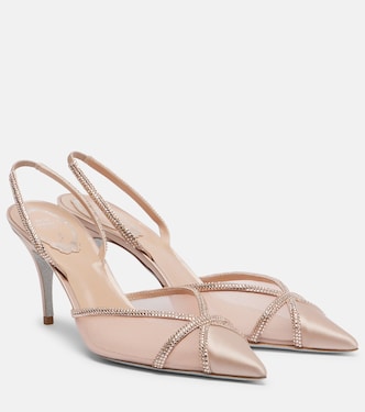 Verzierte Slingback-Pumps aus Satin | Rene Caovilla