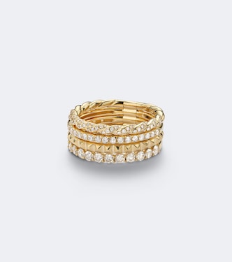 Petite Pavé 18kt gold ring with diamonds | David Yurman