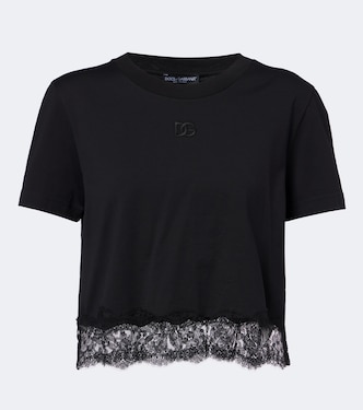 T-Shirt aus einem Baumwollgemisch mit Spitze | Dolce&Gabbana