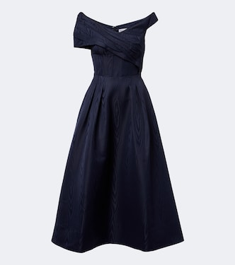 Sapphire asymmetric off-shoulder midi dress  | Rebecca Vallance