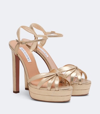 Soulmate metallic leather platform sandals | Aquazzura
