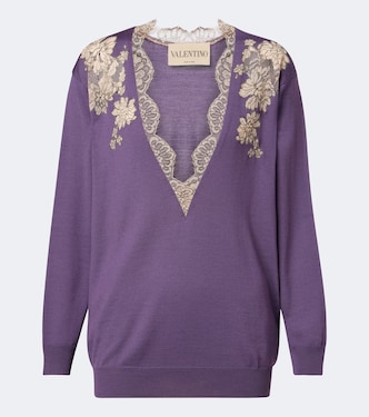 Pullover aus Schurwolle mit Spitze | Valentino