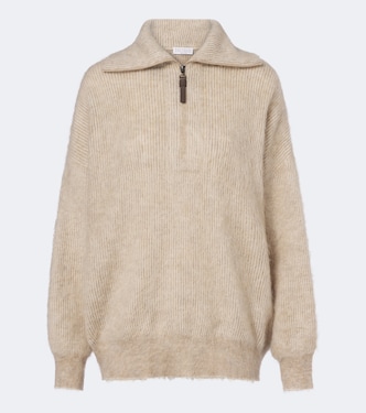 Mohair and wool-blend polo sweater | Brunello Cucinelli