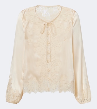 Lucine lace-trimmed silk satin blouse | Dôen