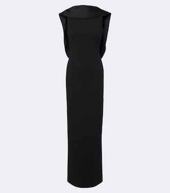 Robe longue Barbeau en crêpe et satin | Solace London