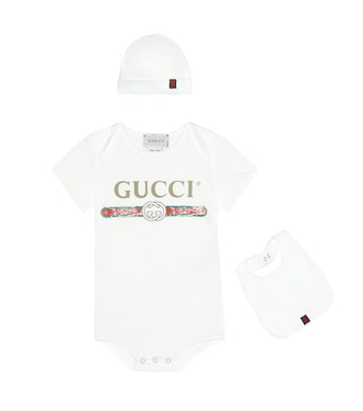 Bébé – Set body, bavoir et bonnet en coton | Gucci Kids