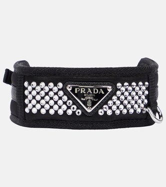 Logo crystal-embellished dog collar | Prada