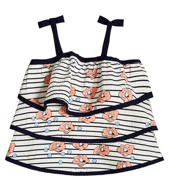 Striped cotton tiered top | Mini Rodini