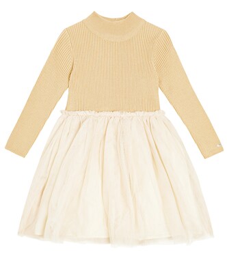 Lotus wool-blend and tulle dress | Donsje