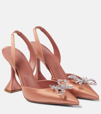 Rosie embellished satin slingback pumps | Amina Muaddi