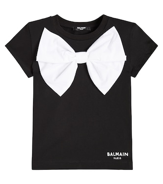 Bow-detail cotton jersey T-shirt | Balmain Kids