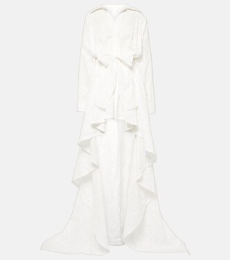 Embroidered asymmetric cotton gown | Norma Kamali