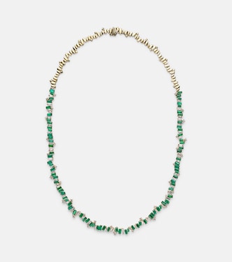 Collana Bold Burst in oro 18kt con diamanti e smeraldi | Suzanne Kalan