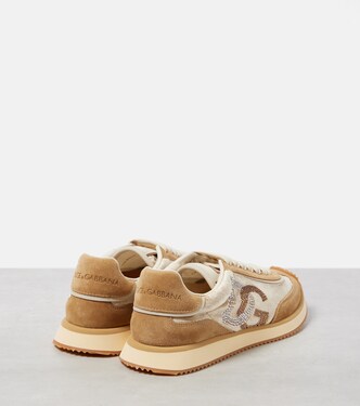 DG leather-trimmed sneakers in brown - Dolce Gabbana | Mytheresa
