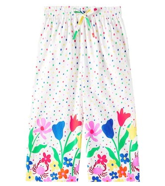 Floral polka-dot cotton wide-leg pants | Fábula