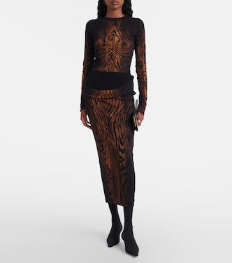 Jean Paul GAULTIER チュールトップス　ブラック Wood trompe l'œil tulle top in black - Jean Paul Gaultier | Mytheresa
