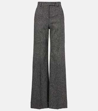Pantalones anchos en mezcla de lana de tiro alto | Valentino