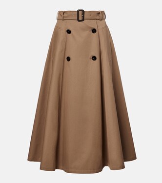Belted cotton midi skirt | Burberry