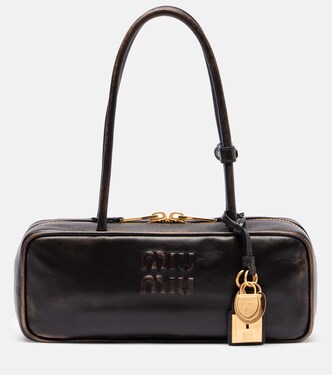Beau logo leather shoulder bag | Miu Miu