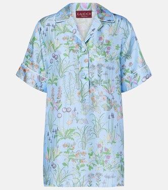Floral silk satin polo shirt | Gucci