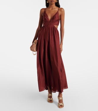 Zimmermann, Wanderlust cutout silk maxi dress, Women, Burgundy, US 10, Dresses Zimmermann, Wanderlust cutout silk maxi dress, Women, Burgundy, US 10, Dresses