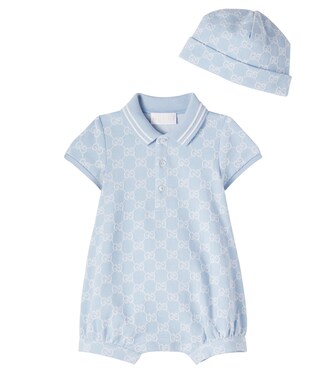 Baby GG cotton hat and onesie set | Gucci Kids