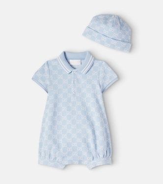 Baby GG cotton hat and onesie set | Gucci Kids