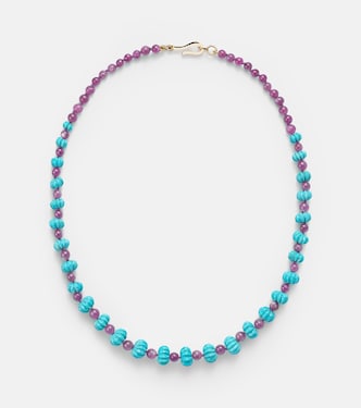 Collier de perles fantaisie avec turquoises et rubis | Ileana Makri