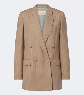 Pinstripe virgin wool double-breasted blazer | Valentino