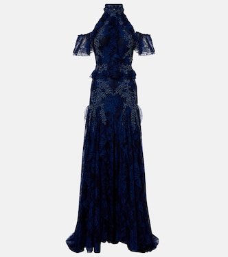 Robe longue en dentelle à ornements | Costarellos