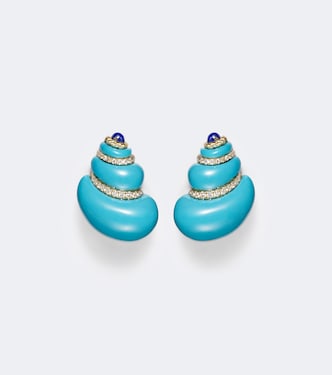Coquillage 9kt gold earrings with gemstones | Yvonne Léon