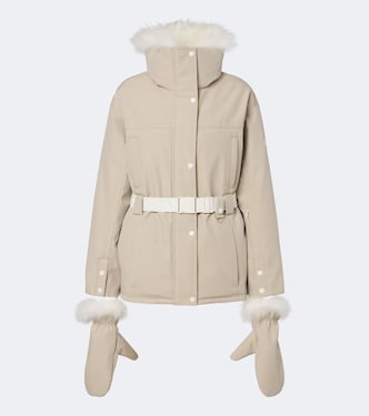 Belted shearling-trimmed ski jacket | Yves Salomon