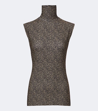 Herringbone turtleneck top | Norma Kamali