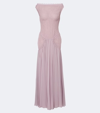 Silk-blend georgette and lace corset gown | Georges Hobeika