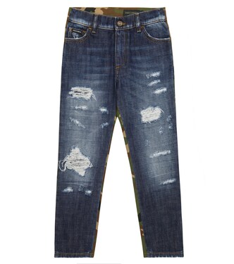 Denim and camouflage pants | Dolce&Gabbana Kids