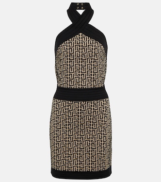 Monogram halter-neck minidress | Balmain