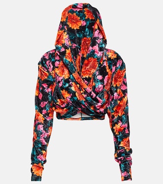 Floral hooded velvet top | Rotate